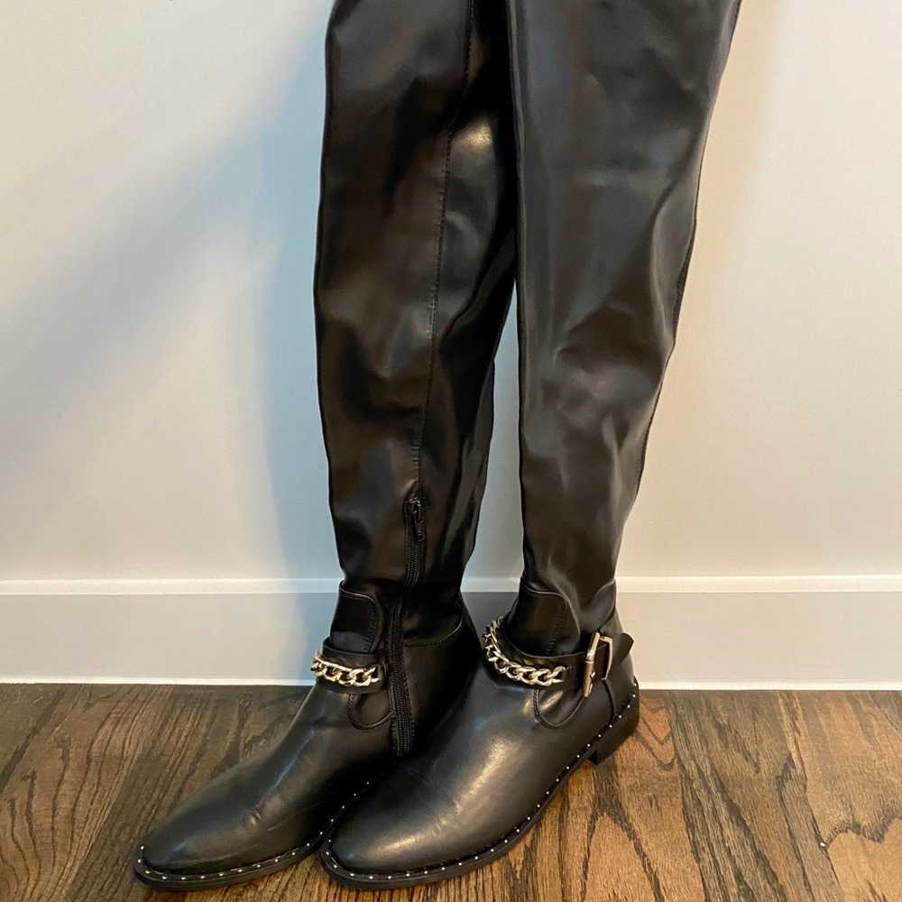 Zara black knee high boots